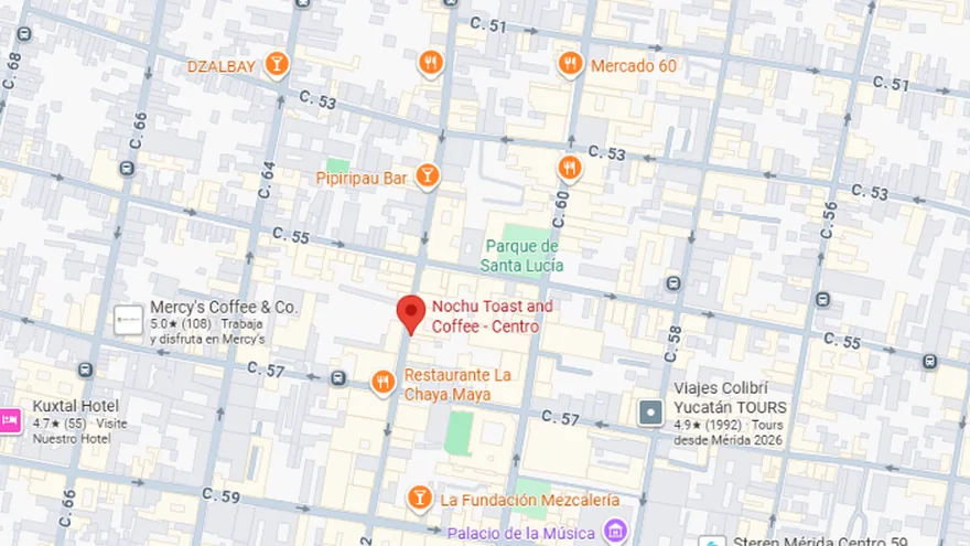 Mapa de la sucursal Mérida Centro